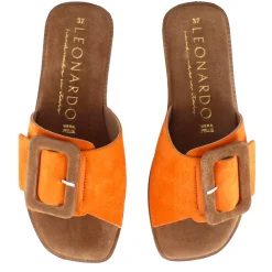 Ciabattine Da Donna Scamosciate Colore Arancio E Marrone
