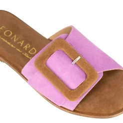 Ciabattine Da Donna Scamosciate Colore Viola Con Fibbia