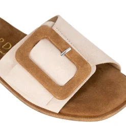 Ciabattine Da Donna Scamosciate Colore Beige E Marrone