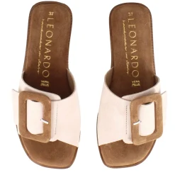 Ciabattine Da Donna Scamosciate Colore Beige E Marrone