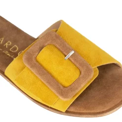Ciabattine Da Donna Scamosciate Colore Giallo E Marrone