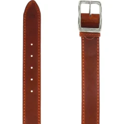 Cintura Da Uomo Classica In Pelle Colore Marrone Chiaro Con Cuciture