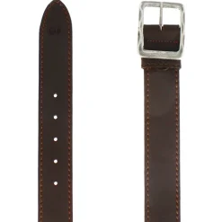 Cintura Da Uomo Classica In Pelle Colore Marrone Scuro Con Cuciture