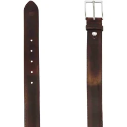 Cintura Da Uomo Elegante In Pelle Pieno Fiore Colorata A Mano Colore Marrone Scuro
