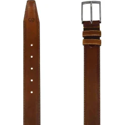 Cintura Elegante Da Uomo In Pelle Pieno Fiore Colore Marrone
