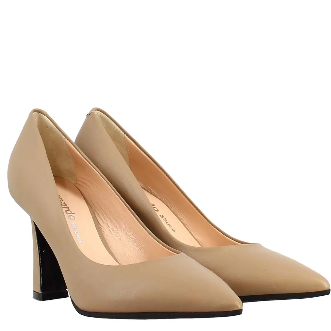 Décolleté A Punta In Pelle Color Beige Noce