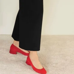 Décolleté Classica Da Donna In Pelle Scamosciata Colore Rosso
