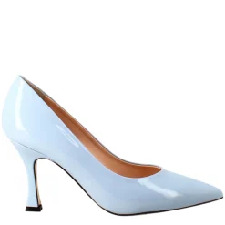 Décolleté Da Donna In Pelle Verniciata Colore Celeste A Punta