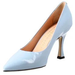 Décolleté Da Donna In Pelle Verniciata Colore Celeste A Punta