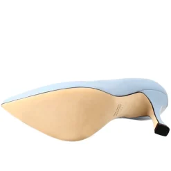 Décolleté Da Donna In Pelle Verniciata Colore Celeste A Punta