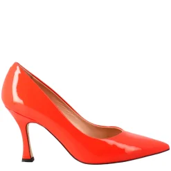 Décolleté Da Donna In Pelle Verniciata Colore Rosso A Punta