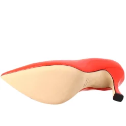 Décolleté Da Donna In Pelle Verniciata Colore Rosso A Punta