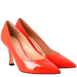Décolleté Da Donna In Pelle Verniciata Colore Rosso A Punta