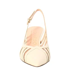 Décolleté Da Donna In Pelle Verniciata Colore Beige A Punta