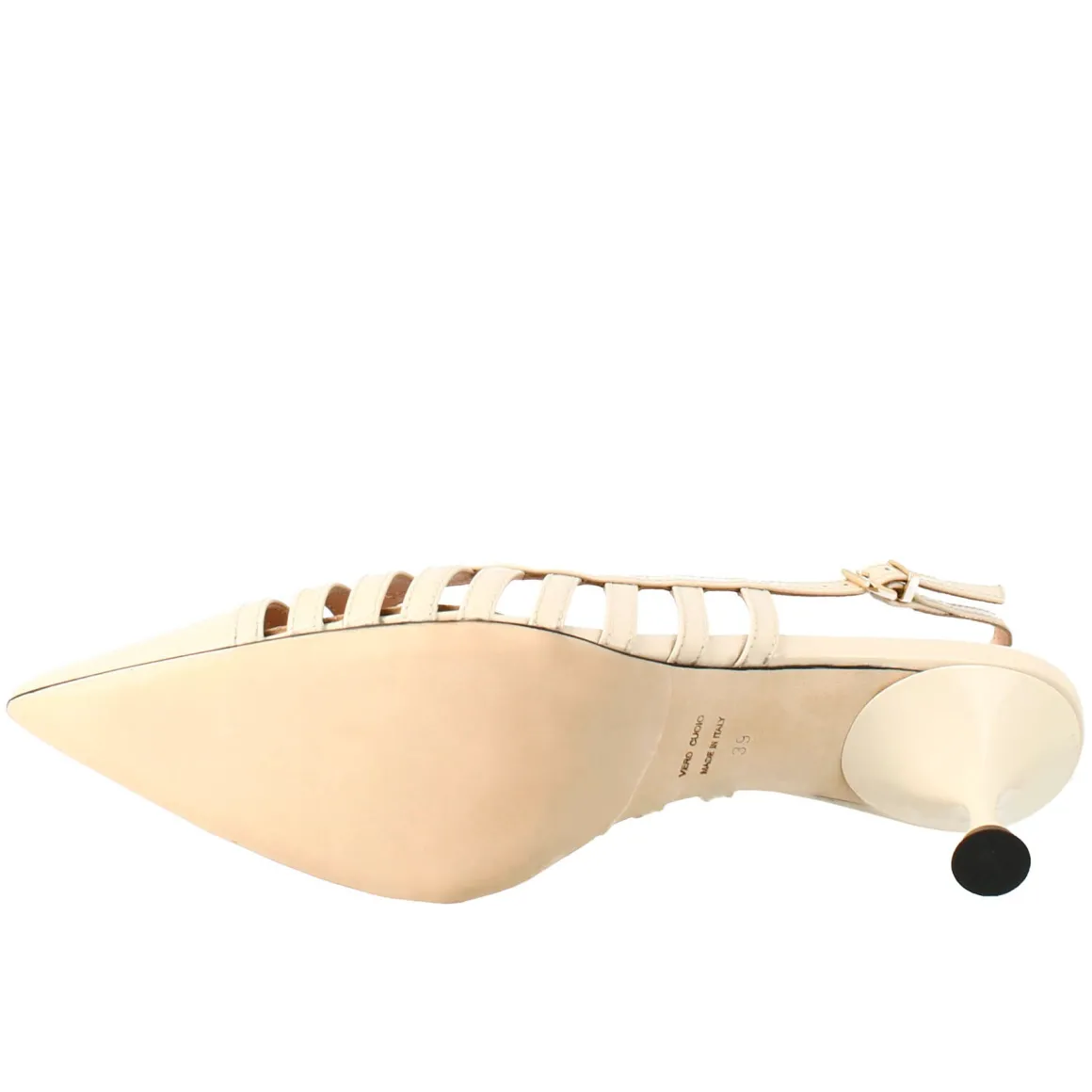 Décolleté Da Donna In Pelle Verniciata Colore Beige A Punta