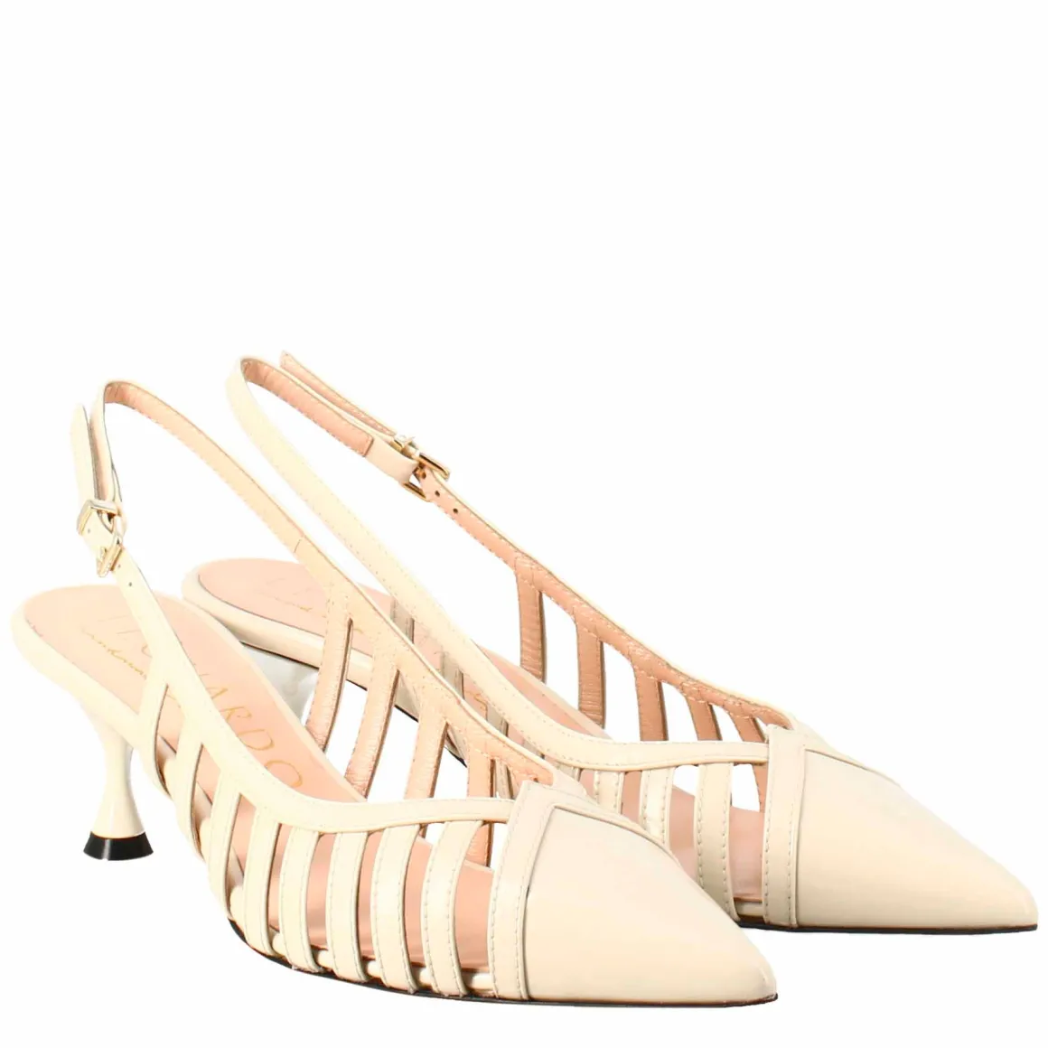 Décolleté Da Donna In Pelle Verniciata Colore Beige A Punta
