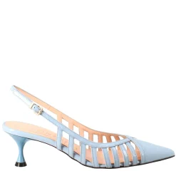 Décolleté Da Donna In Pelle Verniciata Celeste A Punta