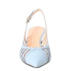 Décolleté Da Donna In Pelle Verniciata Celeste A Punta