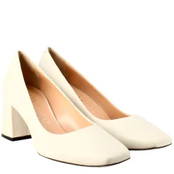 Décolleté Da Donna In Pelle Beige A Punta Squadrata