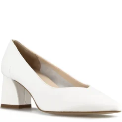 Décolleté Da Donna In Pelle Colore Bianco Con Tacco Medio