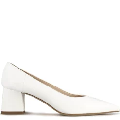 Décolleté Da Donna In Pelle Colore Bianco Con Tacco Medio