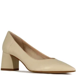 Décolleté Da Donna In Pelle Colore Beige Con Tacco Medio
