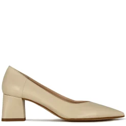 Décolleté Da Donna In Pelle Colore Beige Con Tacco Medio