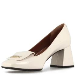 Décolleté Elegante Da Donna In Pelle Colore Bianco E Punta Quadrata