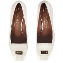 Décolleté Elegante Da Donna In Pelle Colore Bianco E Punta Quadrata