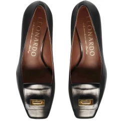 Décolleté Elegante Da Donna In Pelle Colore Nero A Punta Quadrata