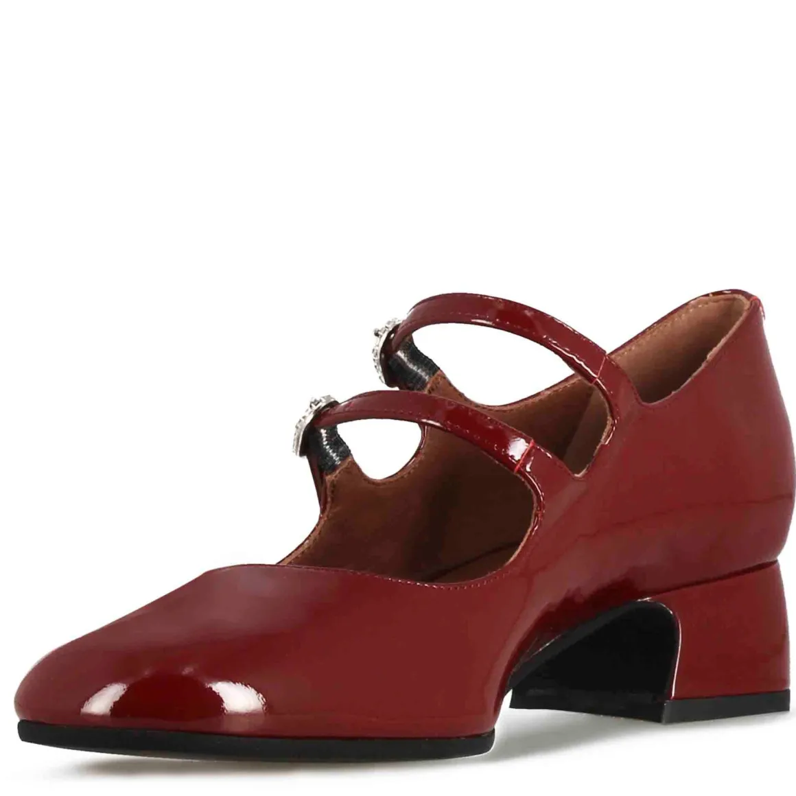Décolleté Mary Jane In Pelle Verniciata Colore Bordeaux