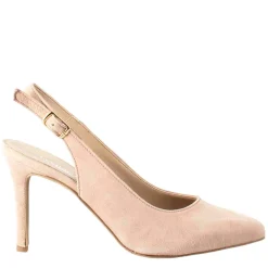 Décolleté Slingback Con Tacco Alto Da Donna In Camoscio Nude Fatte A Mano