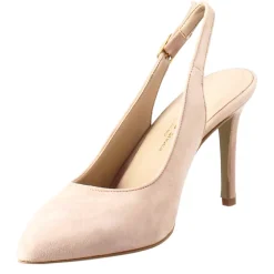 Décolleté Slingback Con Tacco Alto Da Donna In Camoscio Nude Fatte A Mano