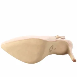 Décolleté Slingback Con Tacco Alto Da Donna In Camoscio Nude Fatte A Mano