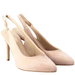 Décolleté Slingback Con Tacco Alto Da Donna In Camoscio Nude Fatte A Mano