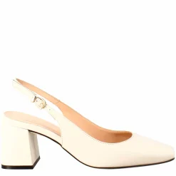 Décolleté Slingback Da Donna In Pelle Colore Crema A Punta Squadrata