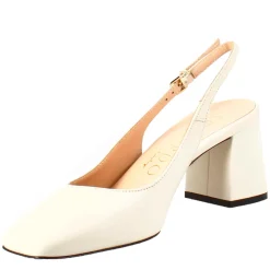 Décolleté Slingback Da Donna In Pelle Colore Crema A Punta Squadrata