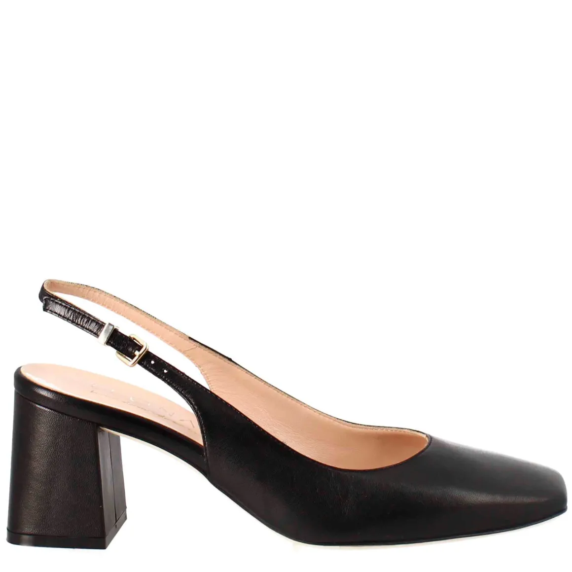 Décolleté Slingback Da Donna In Pelle Colore Nero A Punta