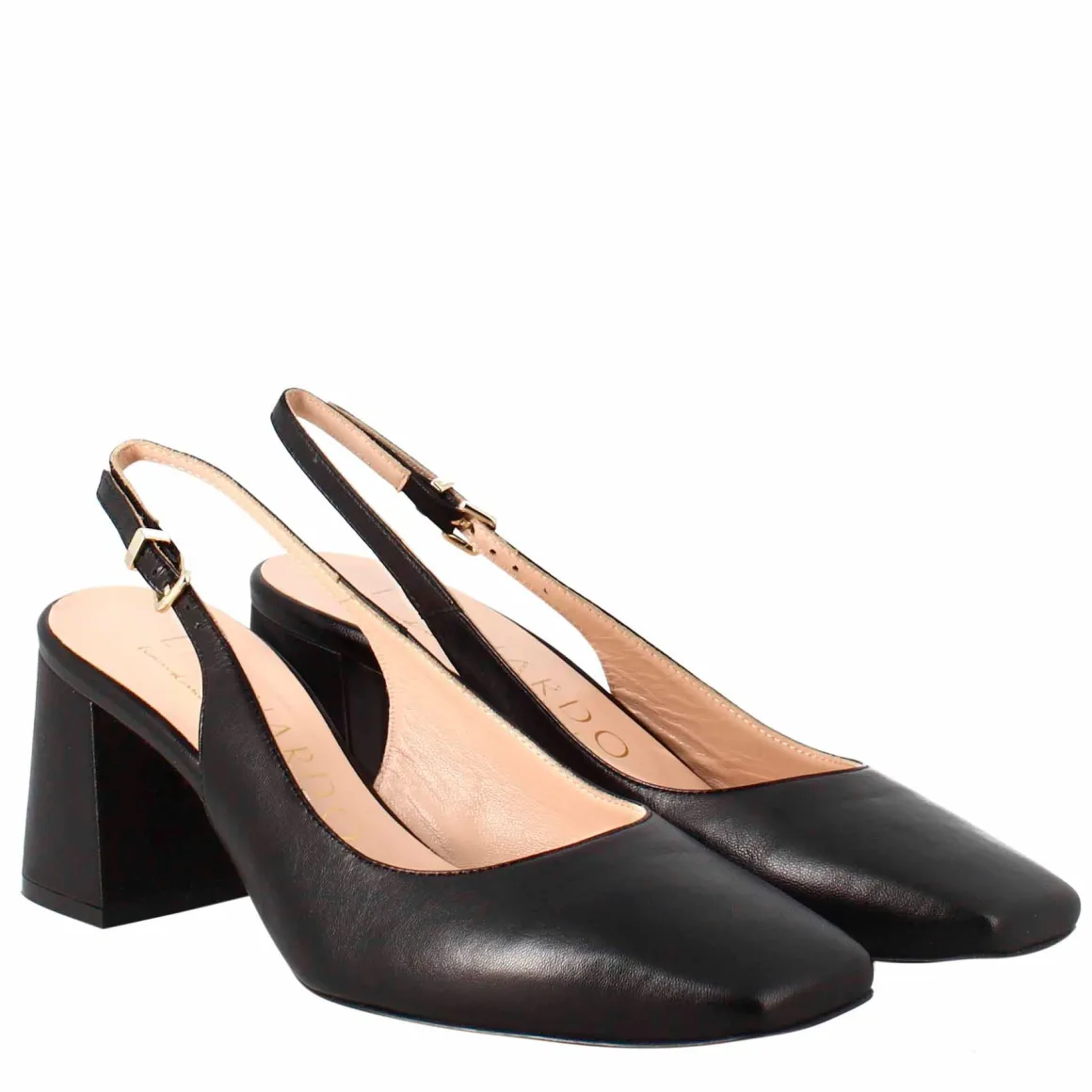 Décolleté Slingback Da Donna In Pelle Colore Nero A Punta