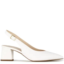 Décolleté Slingback Da Donna In Pelle Colore Bianco Con Tacco Medio