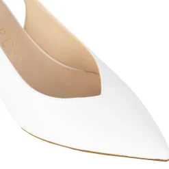 Décolleté Slingback Da Donna In Pelle Colore Bianco Con Tacco Medio