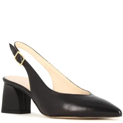 Décolleté Slingback Da Donna In Pelle Colore Nero Con Tacco Medio
