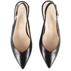 Décolleté Slingback Da Donna In Pelle Colore Nero Con Tacco Medio