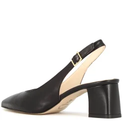 Décolleté Slingback Da Donna In Pelle Colore Nero Con Tacco Medio