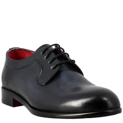 Derby Blu Elegante Da Uomo In Pelle Liscia