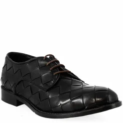 Derby Colore Nero Vintage Elegante Da Uomo In Pelle Intrecciata