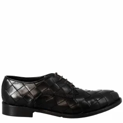 Derby Colore Nero Vintage Elegante Da Uomo In Pelle Intrecciata