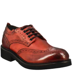 Derby Da Donna Con Dettagli Brogue Paupa In Pelle Lavata Colore Rosso
