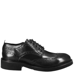 Derby Da Donna Con Dettagli Brogue Paupa In Pelle Lavata Colore Nero