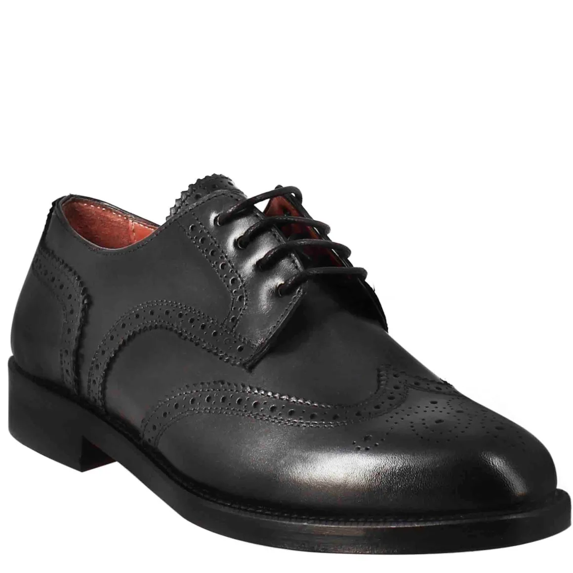Derby Da Donna Con Effetto Brogue In Pelle Colore Nero